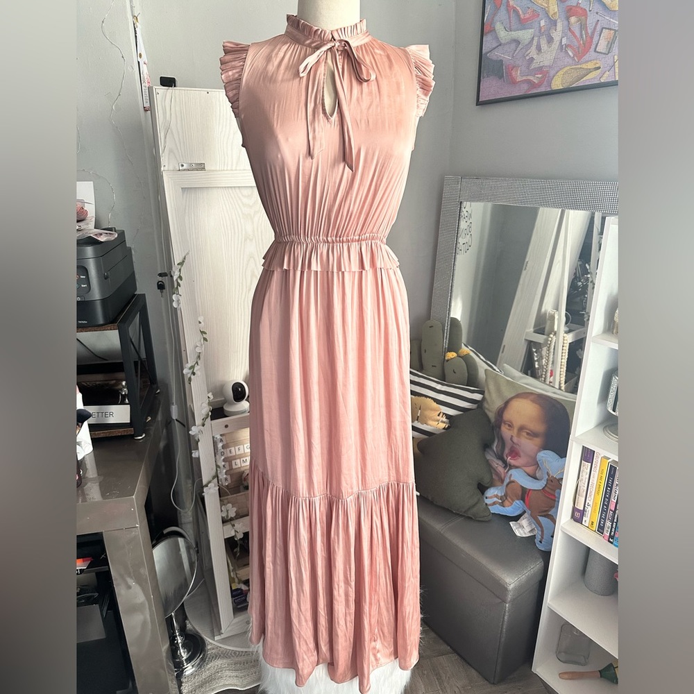Banana republic | blush satin maxi dress size 2 - Picture 3 of 9